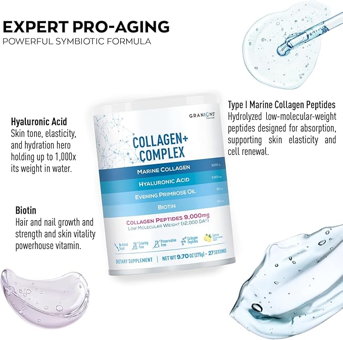 Granions Marine Collagen Lemon Powder and Collagen Complex Calcium Magnesium Beauty Bundle