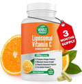 Liposomal Vitamin C Supplement Pills 1200 mg - High Absorption 180 Vegan Capsules Fat Soluble VIT C Maximum Strength Immune System and Collagen Booster Sunflower Lecithin