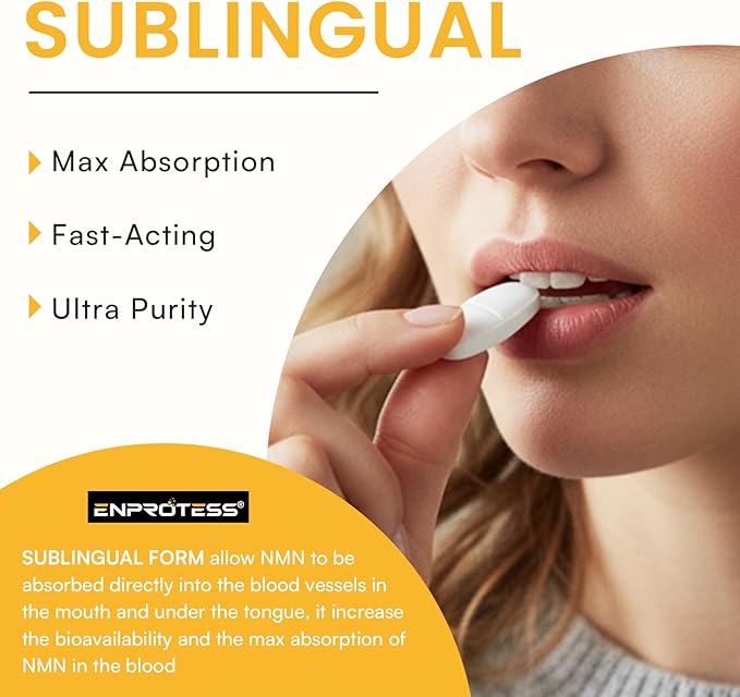 Sublingual NMN 500mg Max Absorbency &amp Fast-Acting NMN Supplement（240-Day Supply） 99% Pure NMN (Nicotinamide Mononucleotide) for NAD Cell Immune Energy Muscle Anti-Aging Longevity 240 Loze
