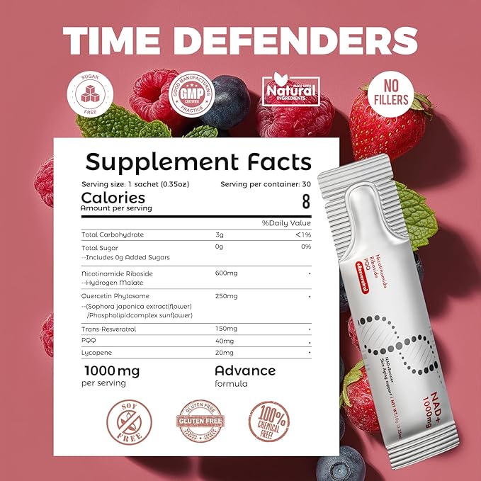 NAD+Liquid Supplement 1000mg with Resveratrol Pure Liquid Packets
