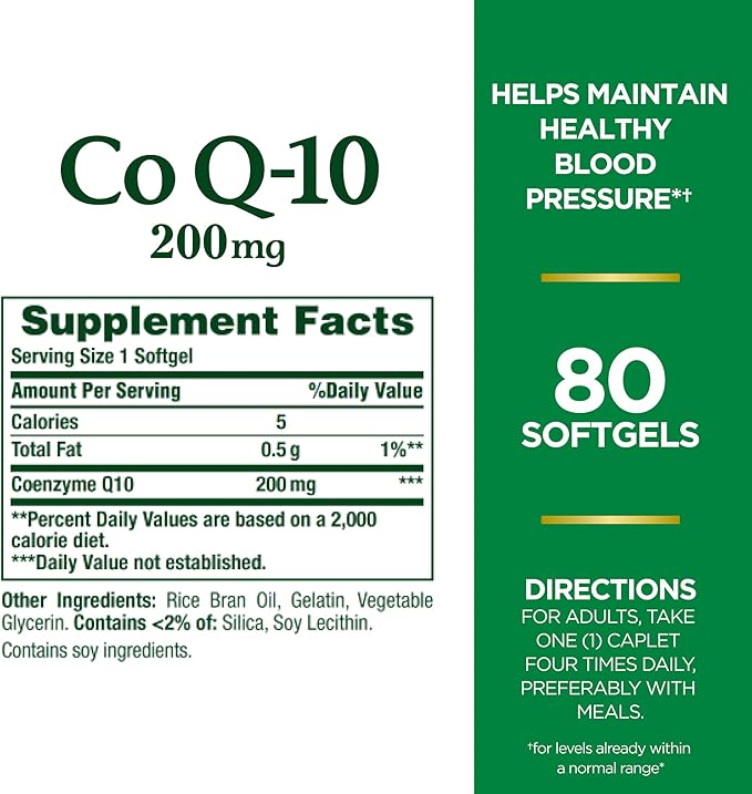 Nature's Bounty CoQ10 Supports Heart Health Dietary Supplement 200mg 80 Rapid Release Softgels (Pack of 3)
