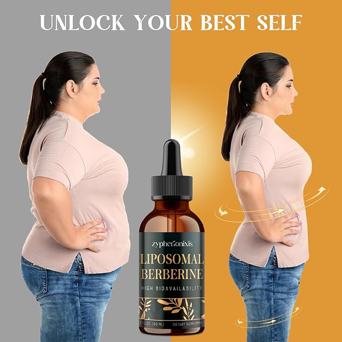 Liposomal Berberine HCL Supplement Liquid 3000mg - High Absorption Berberine Drops with Ceylon Cinnamon - 12-in-1 Formula AMPK Activator Sugar Free - 2 fl oz