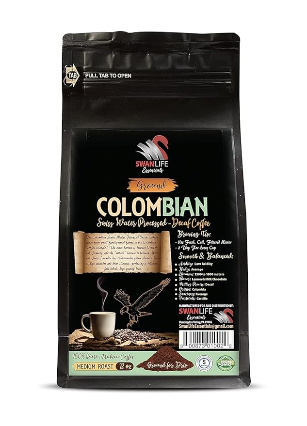 Velvety Coffee Ritual - DECAF COLOMBIAN COFFEE GROUND - Swiss Press Decaf Coffee Fresh Decaf Grounds Balanced Roast Perfection Swiss Water Beans Relaxing Morning Flavor Smooth Decaf Bliss 2 Packs