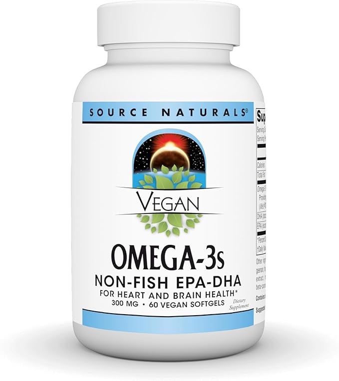 Source Naturals Vegan Omega-3s Non-Fish EPA-DHA for Heart and Brain Health Support* 300 mg - 60 Vegan Softfgels