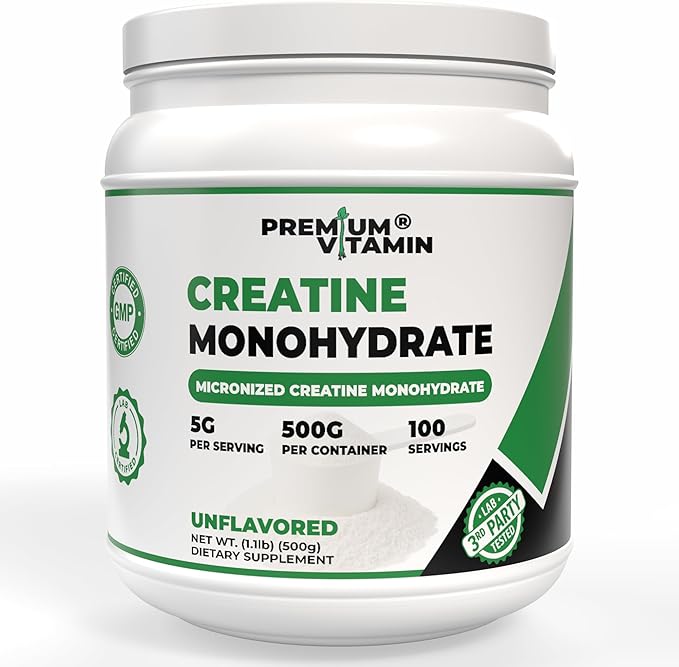 Creatine Monohydrate Powder – 100% Pure Micronized Unflavored Creatine for Men &amp Women - Muscle Growth Power &amp Recovery – 100 Servings 500g