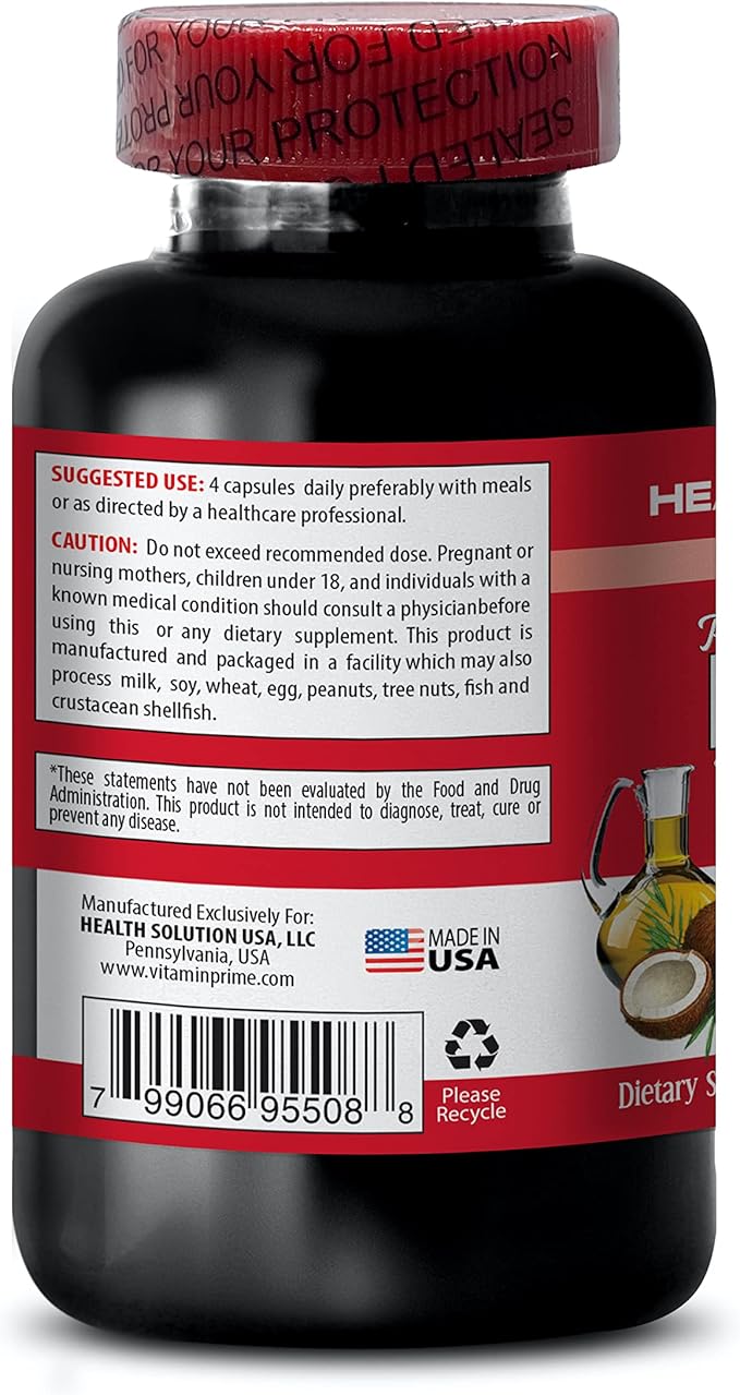Energy Support Supplements - MCT Oil 3600MG 100% Pure Medium Chain triglycerides - mct Oil Made with Coconut Oil mct Oil Pills mct Oil for Memory mct Oil for Brain mct Coconut Oil - 1B 120Soft