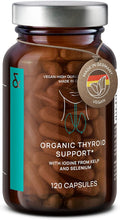 Organic Thyroid Support Supplement with Iodine from Sea Kelp Organic and Selenium from Mustard Seed Extract - 120 Capsules - Natural Thyroid Supplement for Men &amp Women - Vegan and Gluten Free