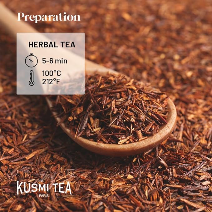 Kusmi Tea - Almond Rooibos - Organic Blend of Rooibos Tea &amp Almond Flavor - Caffeine Free Herbal Tea - Loose Leaf Tea - Tin Box of 3.5 oz - Quantity for about 50 cups