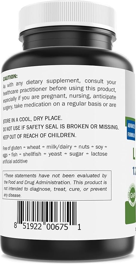 Brieofood Alpha Lipoic Acid 1200mg per Serving - 120 Capsules - Non-GMO Gluten Free