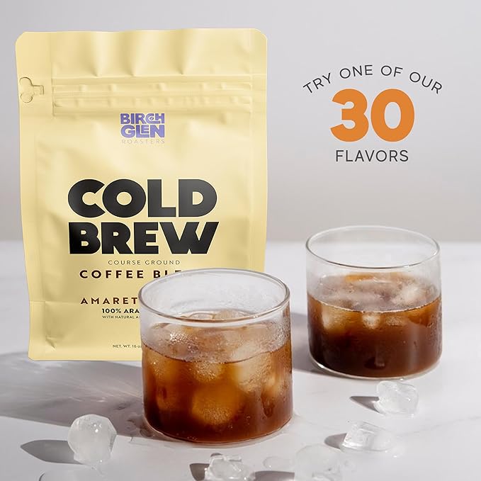 Birch Glen Roasters Cold Brew Coffee | Flavored Coarse Ground Coffee | Medium Roast | Artisanal Roasting | 100% Arabica |1 LB Bag | Tiramisu