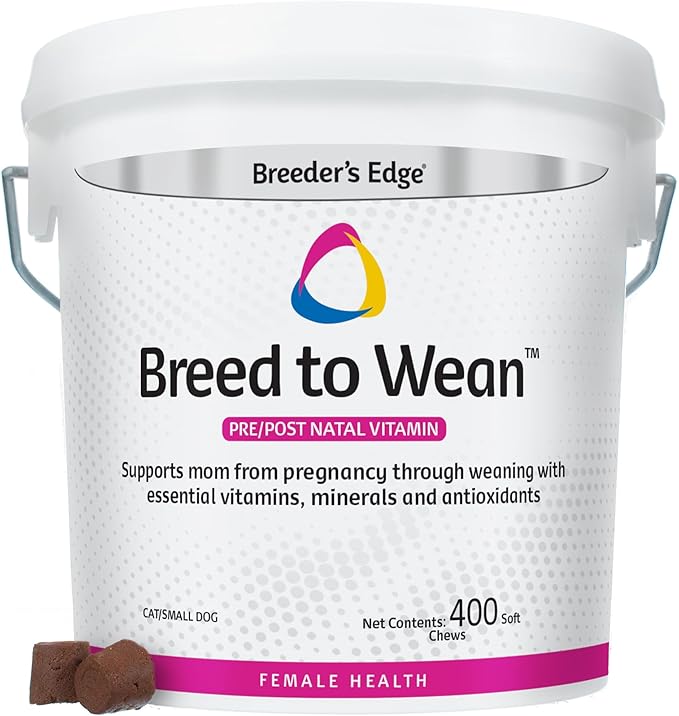 Breeder's Edge Breed to Wean Prenatal and Postnatal Multivitamin for Dogs &amp Cats Supports Pregnant &amp Nursing Moms Supplement Provides Antioxidants Vitamins &amp Minerals 400ct for Cats &