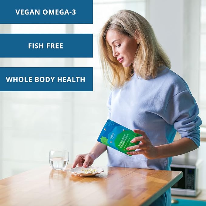 Calgee Vegan Omega 3 Supplement 450mg DHA &amp EPA Fatty Acids from Algae Oil Plant-Based Fish Oil Alternative Carrageenan-Free Softgels Non-GMO 120 Count