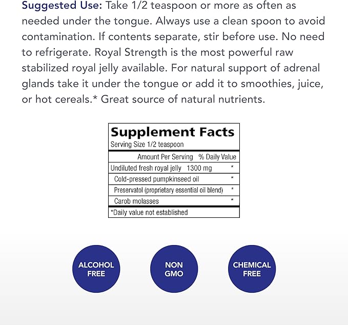 Physician's Strength Royal Strength - 60 mL - Fresh Royal Jelly with Austrian Pumpkin Seed Oil - Energy and Adrenal Support