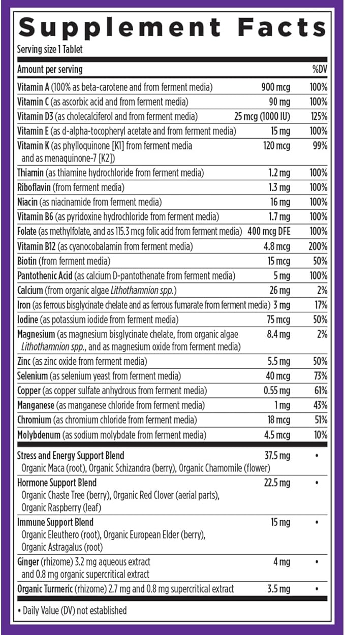 New Chapter Women’s Multivitamin Iron B6 B12 Biotin for Hair Growth D3 Vit C Zinc for Immune &amp Stress Support Gentle on an Empty Stomach One Daily Non-GMO Gluten-Free 18+ 72 Tablets