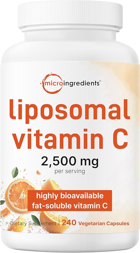 Liposomal Vitamin C 2500mg 240 Veggie Capsules | Highly Bioavailable Fat Soluble Form | Immune Support &amp Antioxidant Supplement | Liposomal Delivery for Superior Absorption | Non-GMO Gluten Fre