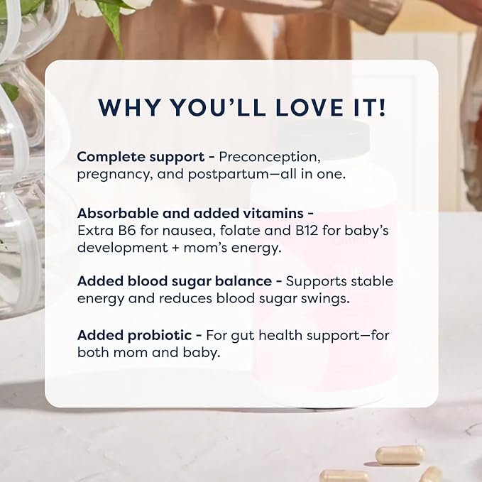 GutPersonal The Prenatal Supplement Alleviates Morning Sickness and Contains Essential Nutrients Formulated to be the Complete Prenatal and Postnatal Support - 180 Capsules