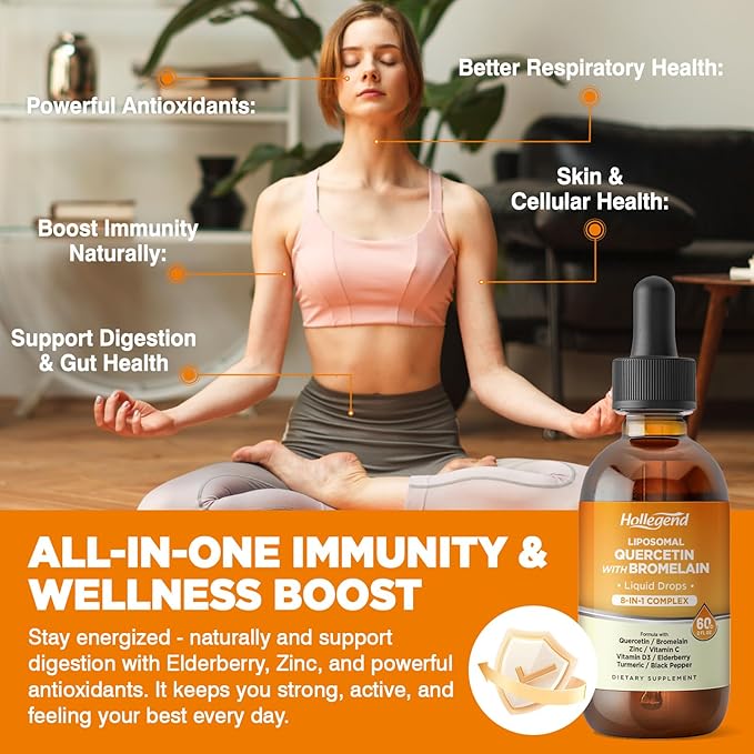 Liposomal L-lysine &amp Quercetin 1000MG Liquid Drops Immunity &amp Overall Health