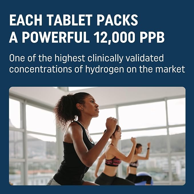 HydroLite Molecular Hydrogen Tablets for Drinking Water | Highest Concentration H2 12000 PPB | Antioxidant Detox | Made in USA 30 Tablets (Unflavored)