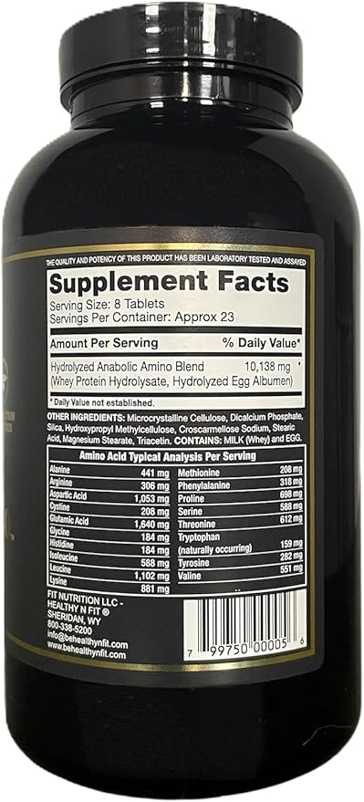 Healthy 'N Fit Amino 10000 - Amino Acid 180 Tablets - Hydrolyzed Egg &amp Whey Source - Fast Absorbing