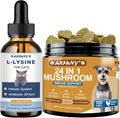 L-Lysine Supplement for Cats - Immune Support - 60ML Lysine for Feline Respiratory Sneezing Runny Nose Eye Function Mushrooms for Dogs - Turkey Tail Mushroom for Dogs - Gut Skin Joint Health