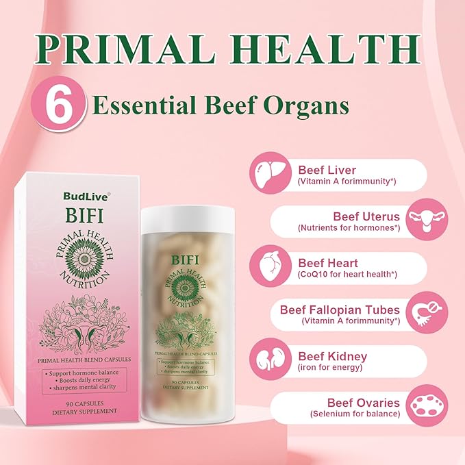 Beef Organ Supplement for Women – 100% Grass-Fed &amp Pasture Raised [Ovary Liver Spleen Kidney &amp Heart] Primal Nutrition for Hormone Support Energy &amp Wellness 90 Capsules