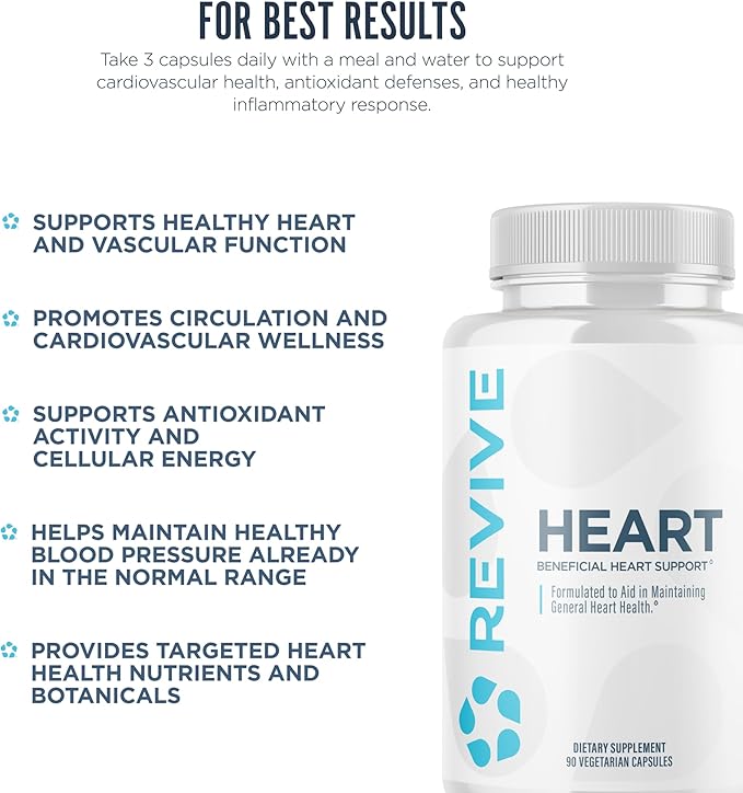 Revive MD Health Supplements 90 Veggie Capsules - CoQ10 Supplement Supports Heart Muscle Function - Coenzyme Q10 200mg Promotes Healthy Flow - Vegan-Friendly &amp Gluten-Free (30 Servings)
