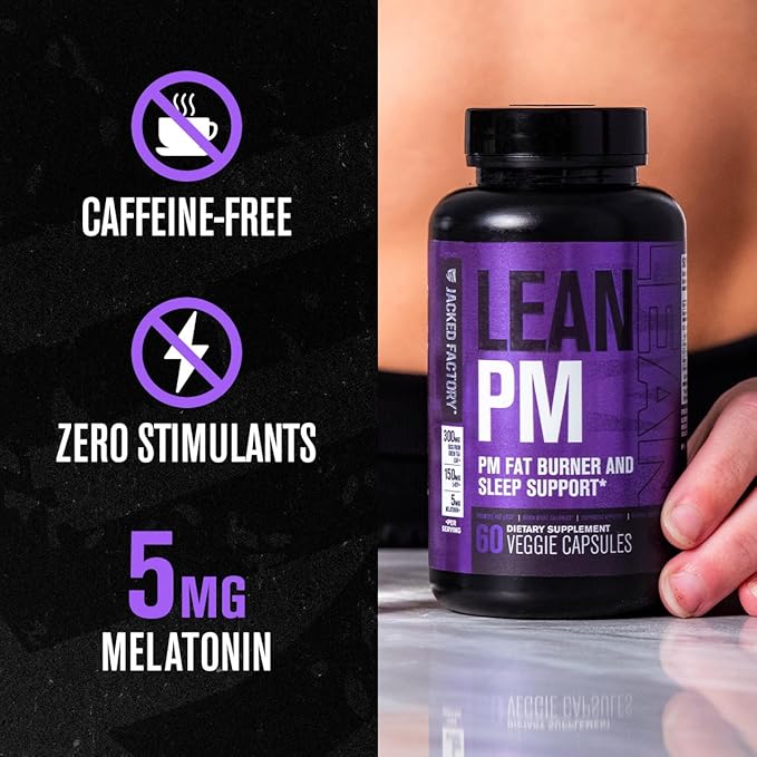 Jacked Factory Burn XT Thermogenic Fat Burner &amp Lean PM Nighttime Weight Loss Supplement for Men &amp Women 120 Veggie Diet Pills