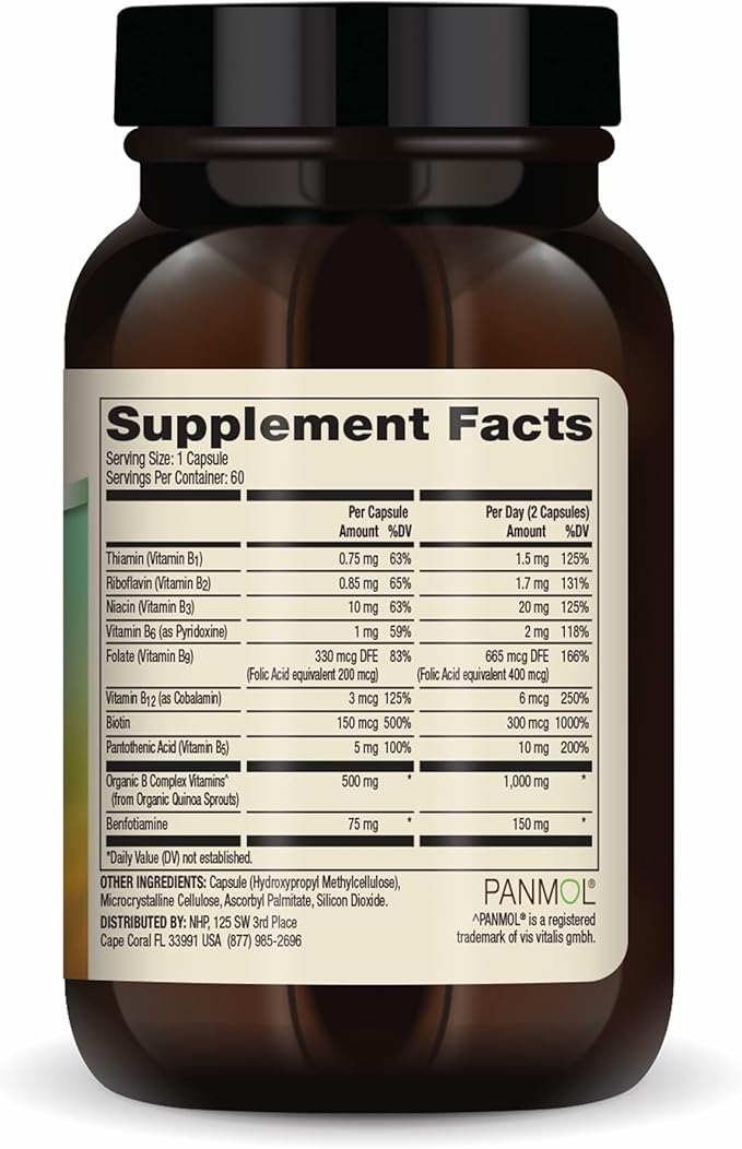 Dr. Mercola Vitamin B Complex with Benfotiamine - Supports Cellular Brain &amp Immune Health - Non-GMO Gluten-Free &amp Soy-Free - 60 Capsules (30 Servings)