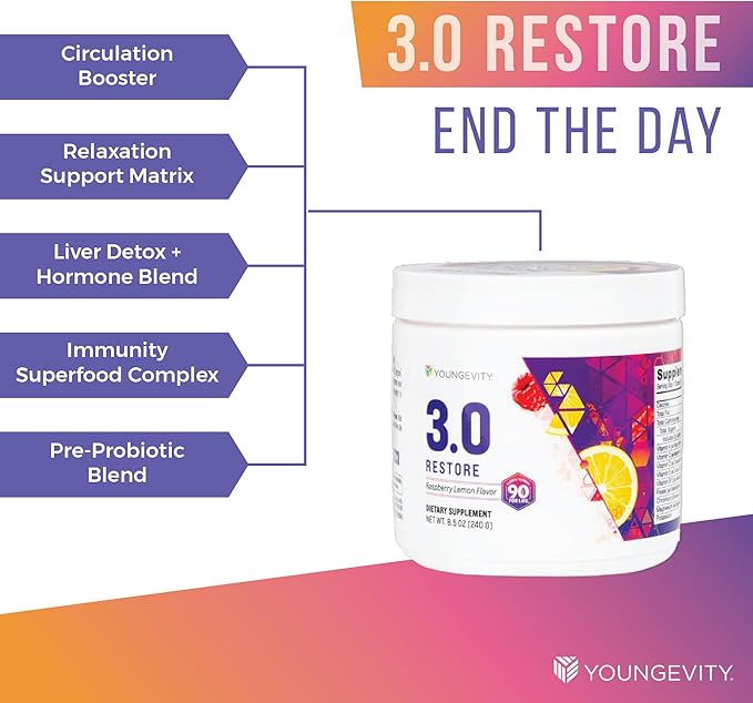 Youngevity Beyond Tangy Tangerine 3.0 Rise &amp Restore | Dual-System Supplement for Day &amp Night | Natural Energy Cognitive Immune &amp Digestive Support | Acai Pomegranate &amp Raspberry Lemo