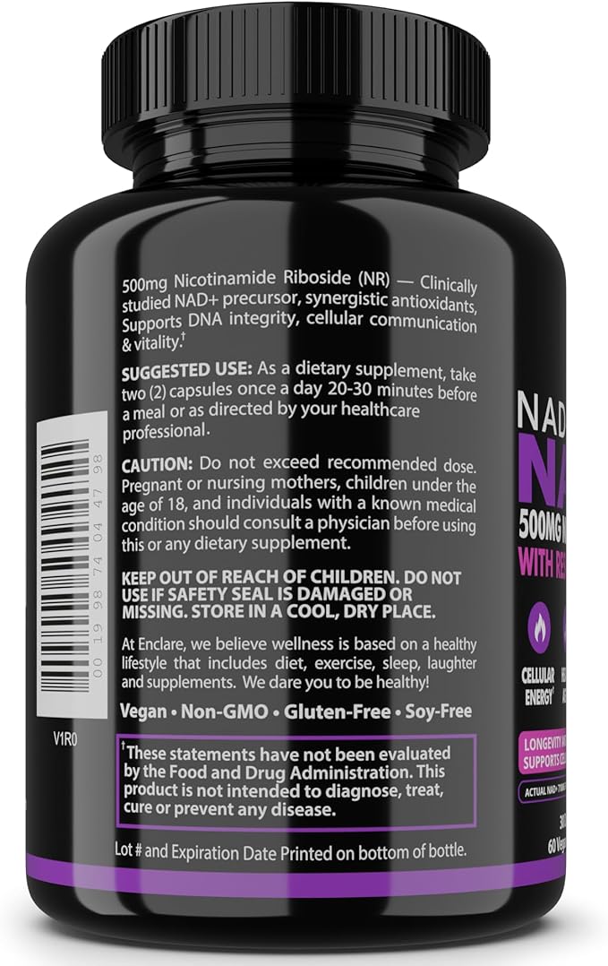 NAD Supplement for Women &amp Men – NAD+ Booster NAVIVA 500mg Nicotinamide Riboside Resveratrol &amp Quercetin – Anti-Aging NMN Alternative for Cellular Energy &amp Renewal Brain Heart Skin – 60