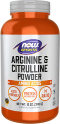 NOW Foods Sports Nutrition Arginine &amp Citrulline Powder 1:1 Ratio Amino Acid 12-Ounce