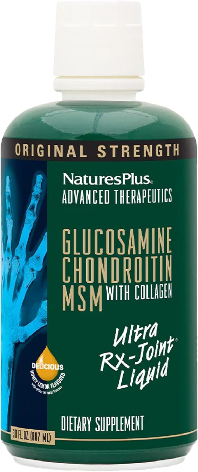 Natures Plus Ultra Rx-Joint Liquid Honey Lemon - 30 fl oz - Supports Healthy Joint Function - with Glucosamine Chondroitin &amp MSM - Gluten Free - 30 Servings
