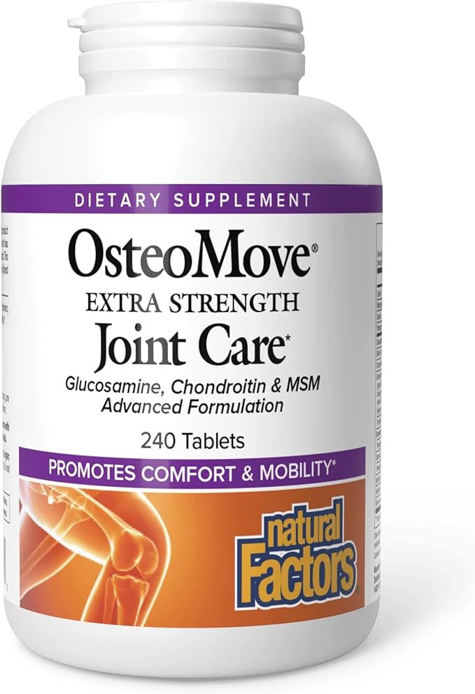 Natural Factors OsteoMove Joint Care Extra Strength Support for Joint and Bone Health Non-GMO 240 tablets (120 servings)