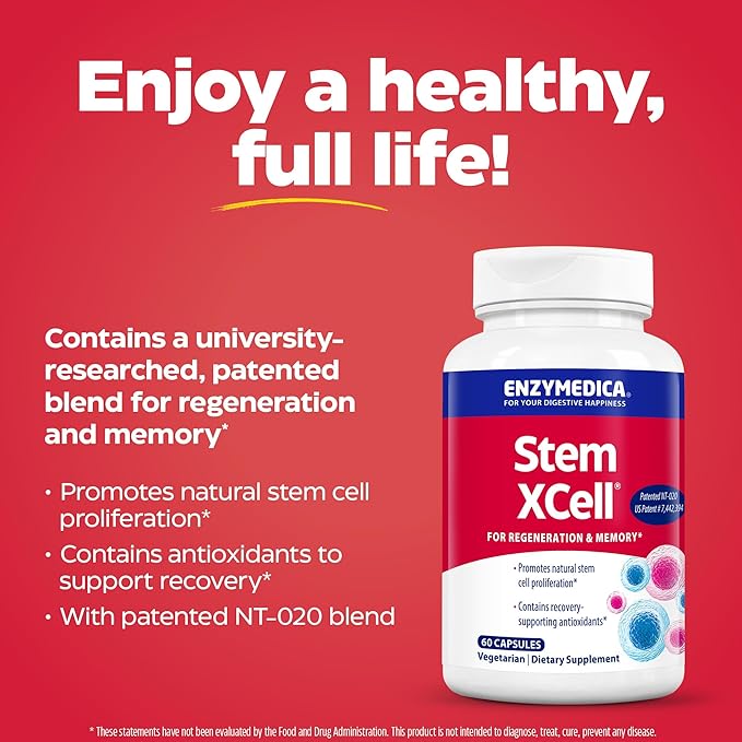Enzymedica Stem XCell Enzyme and Antioxidant Support for Brain and Cellular Health 60 Capsules
