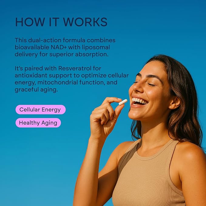 NAD+ and Resveratrol | Daily Routine Formula for Balanced Living and Long-Term Habits | Liposomal Blend in Easy-to-Take 60 Capsule Bottle