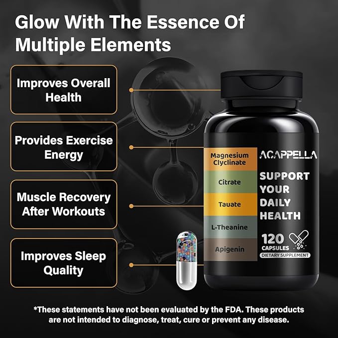 ACAPPELLA Magnesium Complex with Glycinate Citrate Malate Taurate Aspartate Gluconate Orotate Chloride Magnesium Complex Supplement (1)