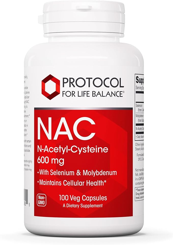 PROTOCOL FOR LIFE BALANCE NAC with Selenium and Molybdenum - Glutathione Brain and Lung - 100 Veg Caps