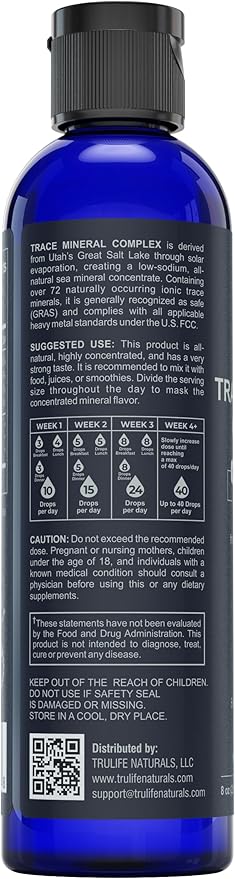 Trace Mineral Complex – 8 oz (96 Servings) – 72+ Ionic Minerals Concentrate/Magnesium Chloride Boron Potassium/Supports Hydration &amp Electrolyte Balance