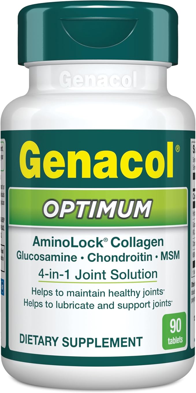 Genacol Optimum – Glucosamine Chondroitin MSM and Ultra-Hydrolyzed Collagen Tablets Maintains Healthy Joints Protects &amp Lubricate Cartilage 90 Tablets (30-Day Supply)
