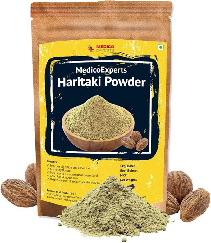 Astha MedicoExperts Haritaki Powder Organic - 100 GMS | 100% Pure Harde Powder | Kadukkai Powder | Harad Powder | Inknut Powder for Face Skin &amp Healthy