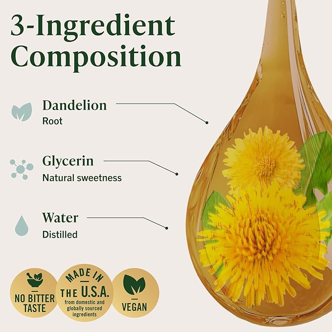 HERBAMAMA Dandelion Root Extract for Liver Detox – Lymphatic Drainage Drops – Dandelion Root Supplement – Non-GMO Alcohol &amp Sugar-Free Liver Support Supplement - 28-Day Supply