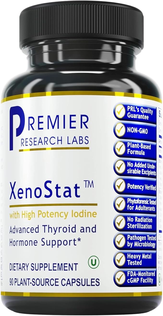 Premier Research Labs XenoStat - Thyroid Supplement Thyroid Support for Women &amp Men Iodine Supplement Hormone Support Thyroid Support Complex Supplement - 90 Capsules