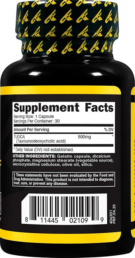 Primaforce TUDCA (Tauroursodeoxycholic Acid) 30 Servings 500mg Tudca Per Serving | Premium Quality Bile Salts - Gluten Free Non-GMO Supplement