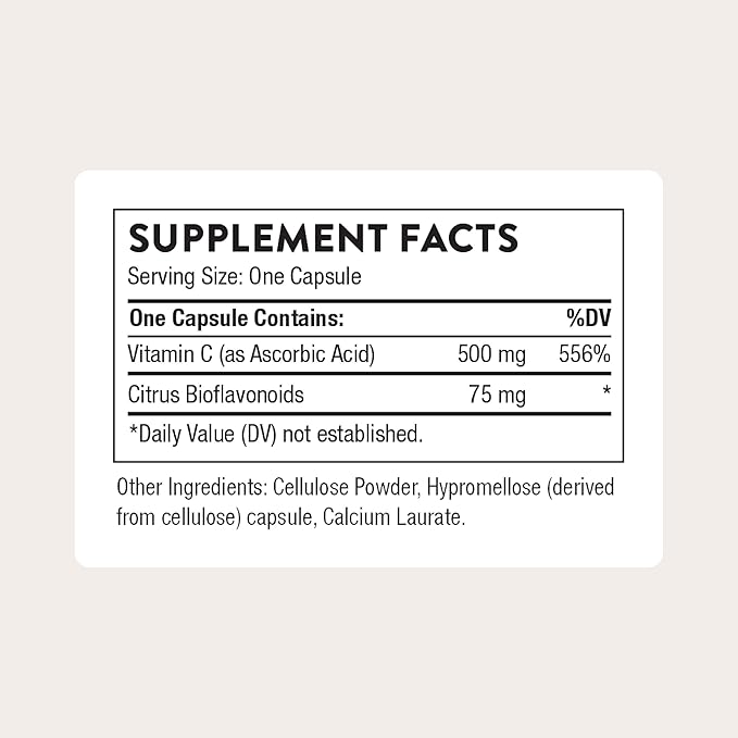 THORNE - Vitamin C 500 mg - Blend of Vitamin C and Citrus Bioflavonoids from Oranges - Supports Immune System Cellular Energy Production &amp Collagen Production* - Third-Party Certified - 90 Servin