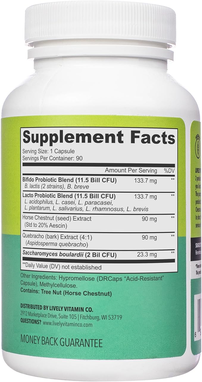 LIVELY VITAMIN CO. Great Guts Probiotic - 25 Billion CFU Probiotic - Balance Gut Microbiome GI Tract Inflammation Indigestion Reflux Upset Stomach &amp Diarrhea - 90 Caps