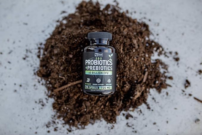 Probiotics and Prebiotics + SBO Probiotics (60 Billion CFU | 90 Capsules) Acidophilus Probiotic w. Saccharomyces Boulardii Bifidobacterium + Spore Probiotic &amp Organic Sprouted Prebiotic Fiber Ble