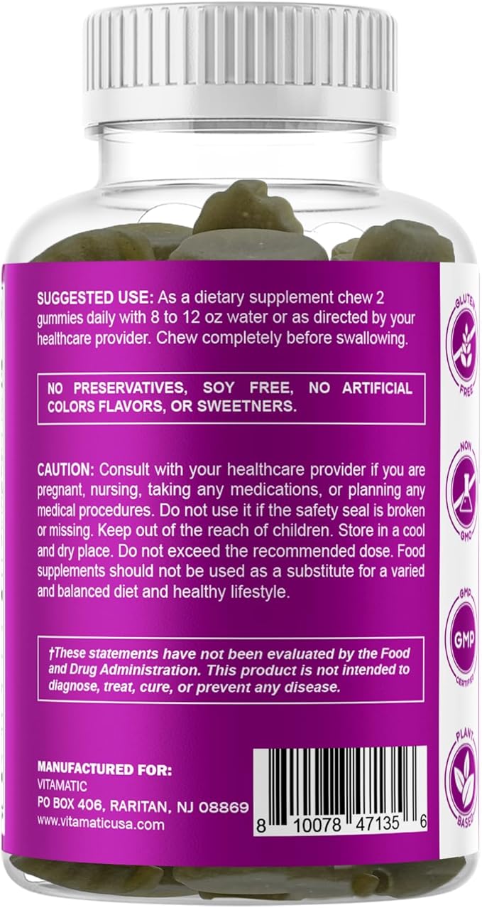 Vitamatic 2 Pack Vegan Thyroid Support Gummies with Iodine &amp Kelp – 60 Count – Plant-Based – Supports Energy &amp Metabolism