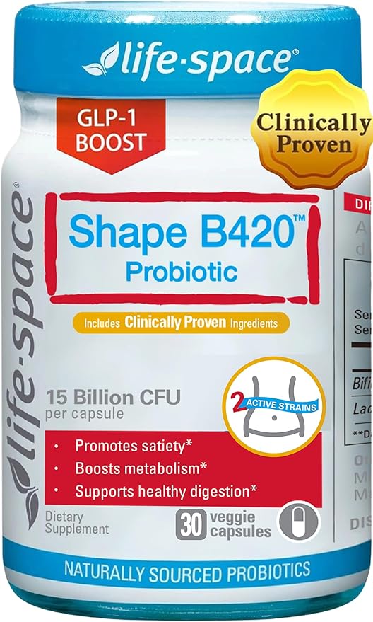 Life-Space Premium Broad Spectrum Probiotics + Shape B420 Probiotics Support Daily Digestive Health &amp Immune Health and Enhance Metabolic GLP-1 Boost