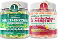 Digestive Enzymes Gummies + L-Methylfolate 15mg Plus Methyl B12 2000mcg Gummies