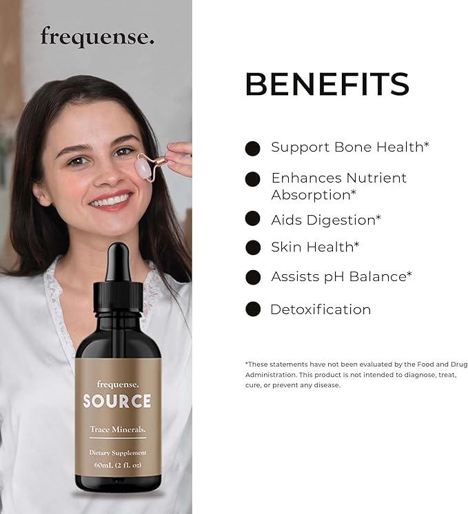 FREQUENSE - Source Trace Minerals - Fulvic Mineral Powder for Bone Health Nutrient Absorption Skin Support Gut Health &amp Electrolytes - 60 ml